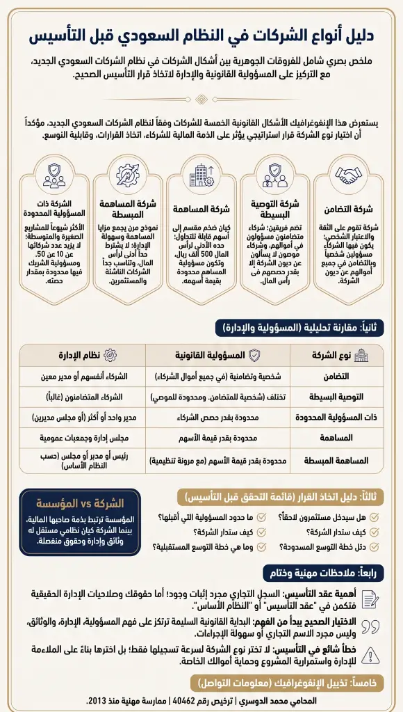 إنفوغرافيك دليل أنواع الشركات في النظام السعودي