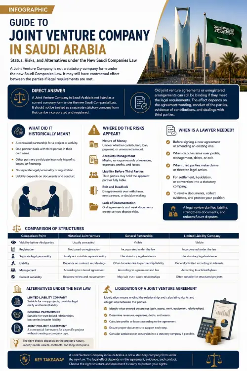 Infographic guide to joint venture company in Saudi Arabia