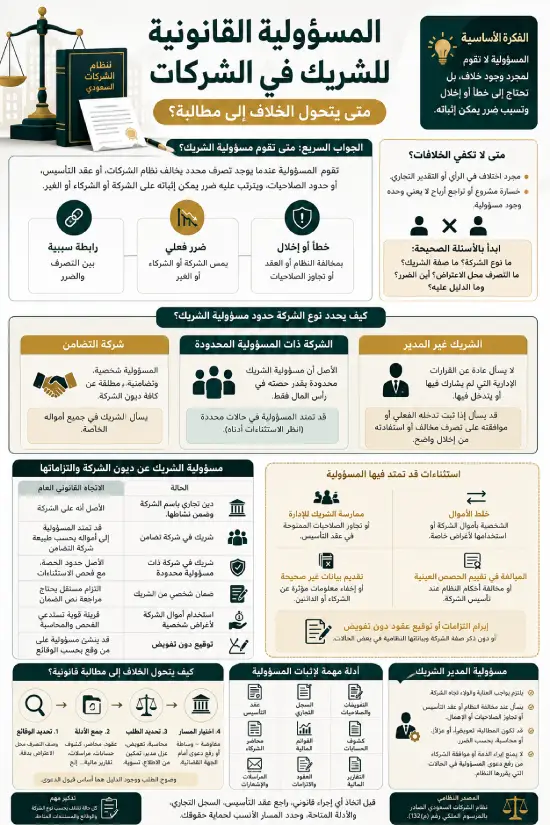 إنفوغرافيك مسؤولية الشريك في الشركات