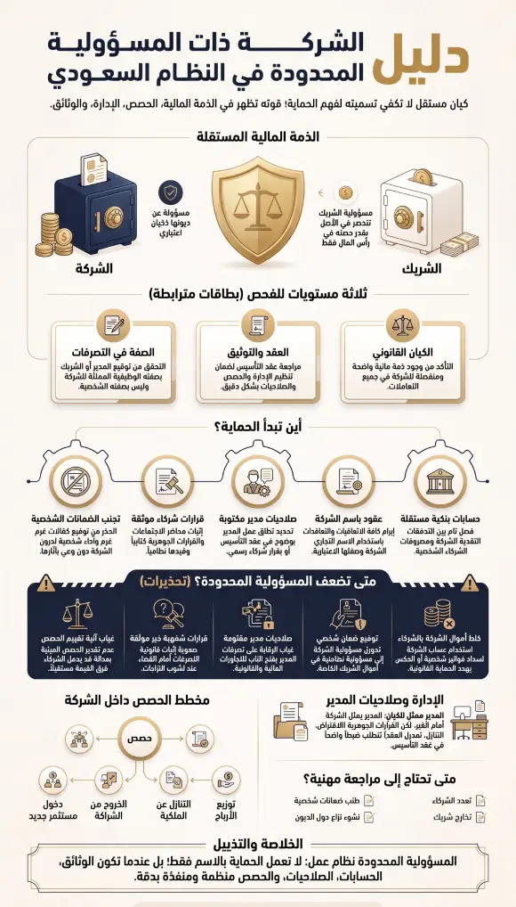 إنفوغرافيك دليل الشركة ذات المسؤالية المحدودة في النظام السعودي