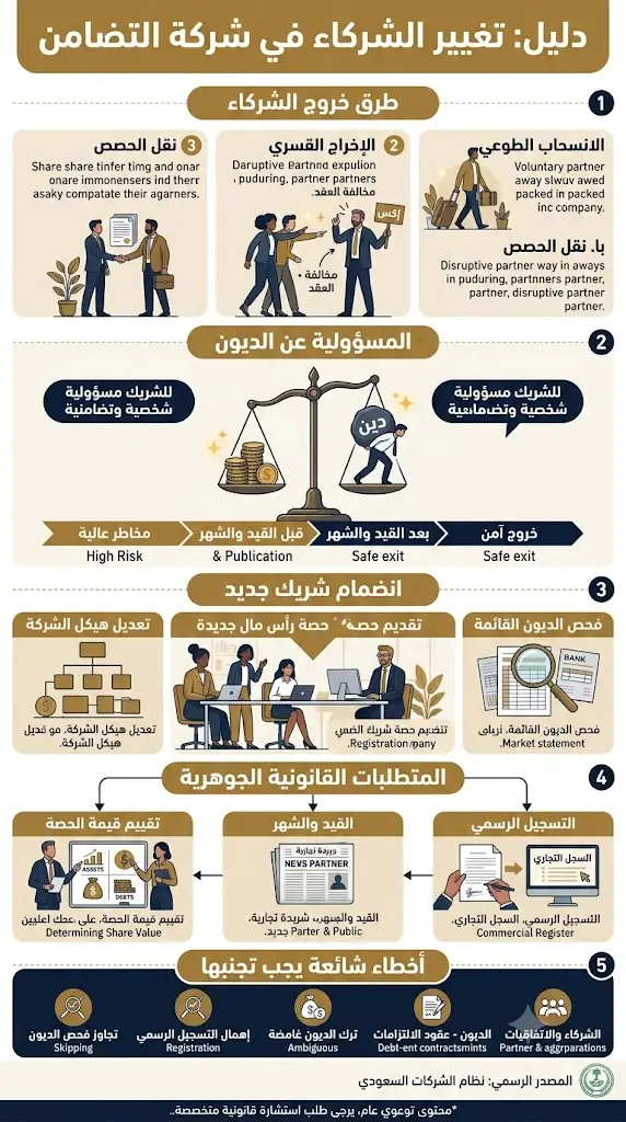 دليل انضمام شريك أو إخراجه من شركة تضامن