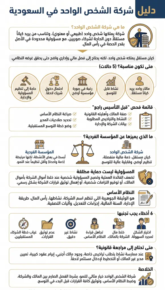 إنفوغرافيك دليل شركة الشخص الواحد في السعودية