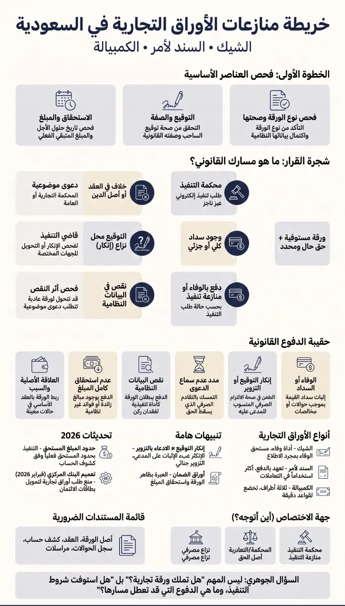 منازعات الأوراق التجارية في السعودية