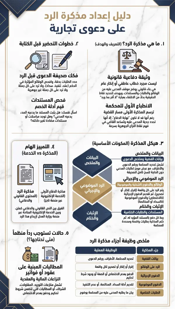 مذكرة رد على دعوى تجارية