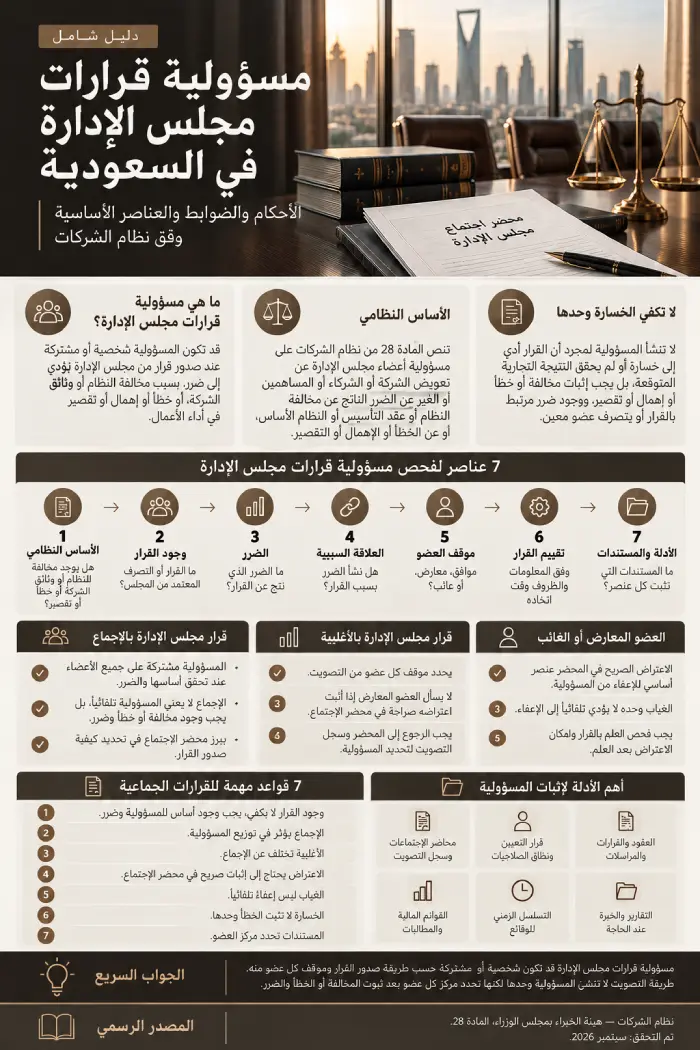 إنفوغرافيك مسؤولية قرارات مجلس الإدارة في السعودية