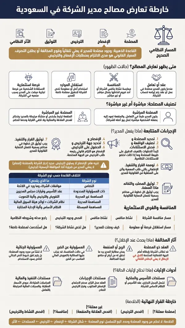 إنفوغرافيك تعارض مصالح مدير الشركة في السعودية