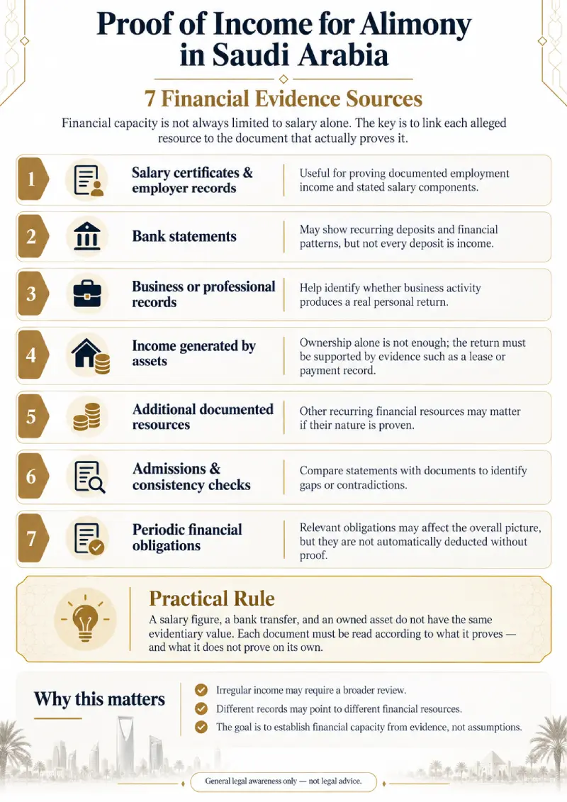 Proof of income for alimony in Saudi Arabia – 7 financial evidence sources